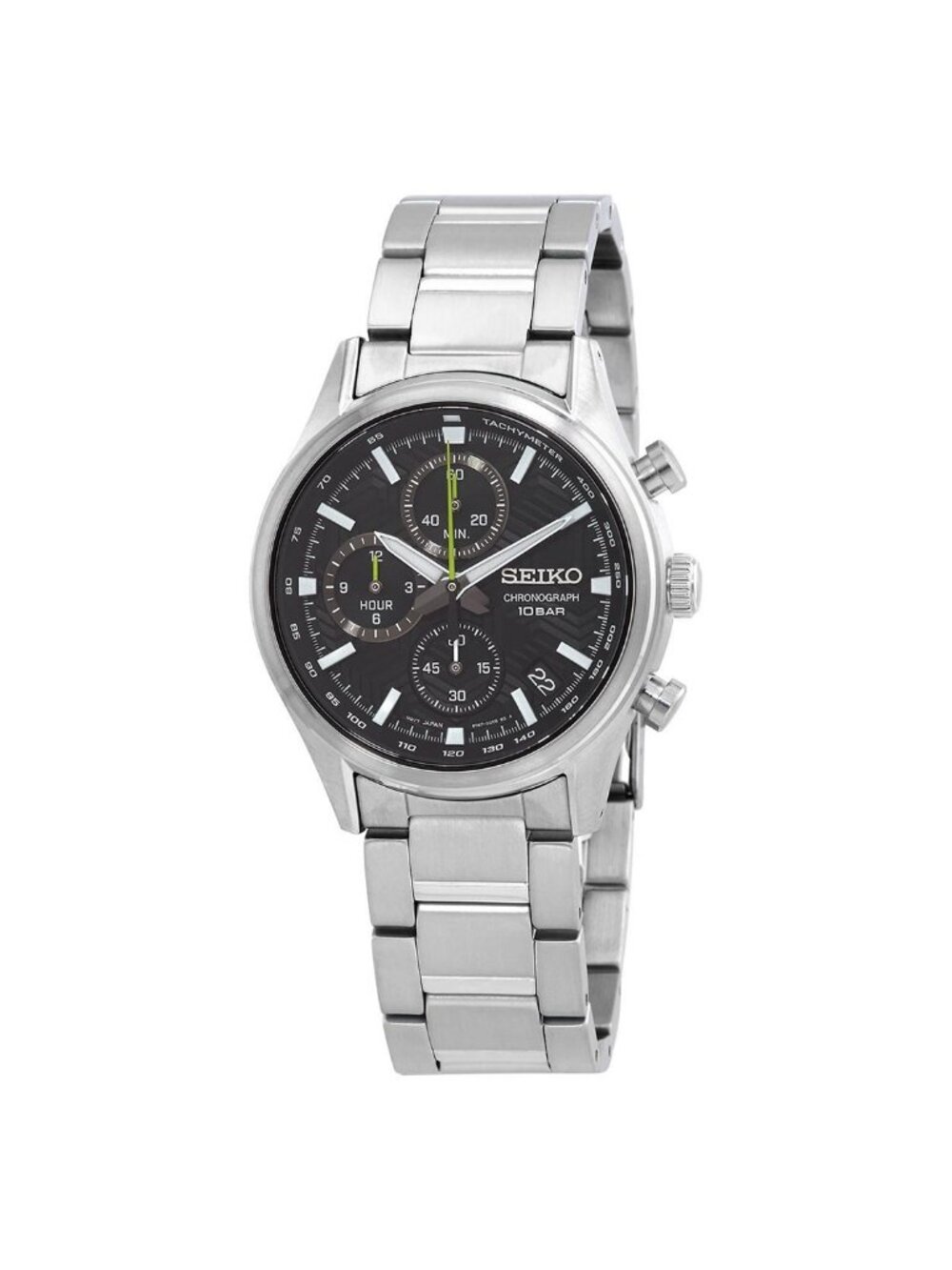 NWT Seiko Dress Chronograph Quartz Black Dial Men's Watch